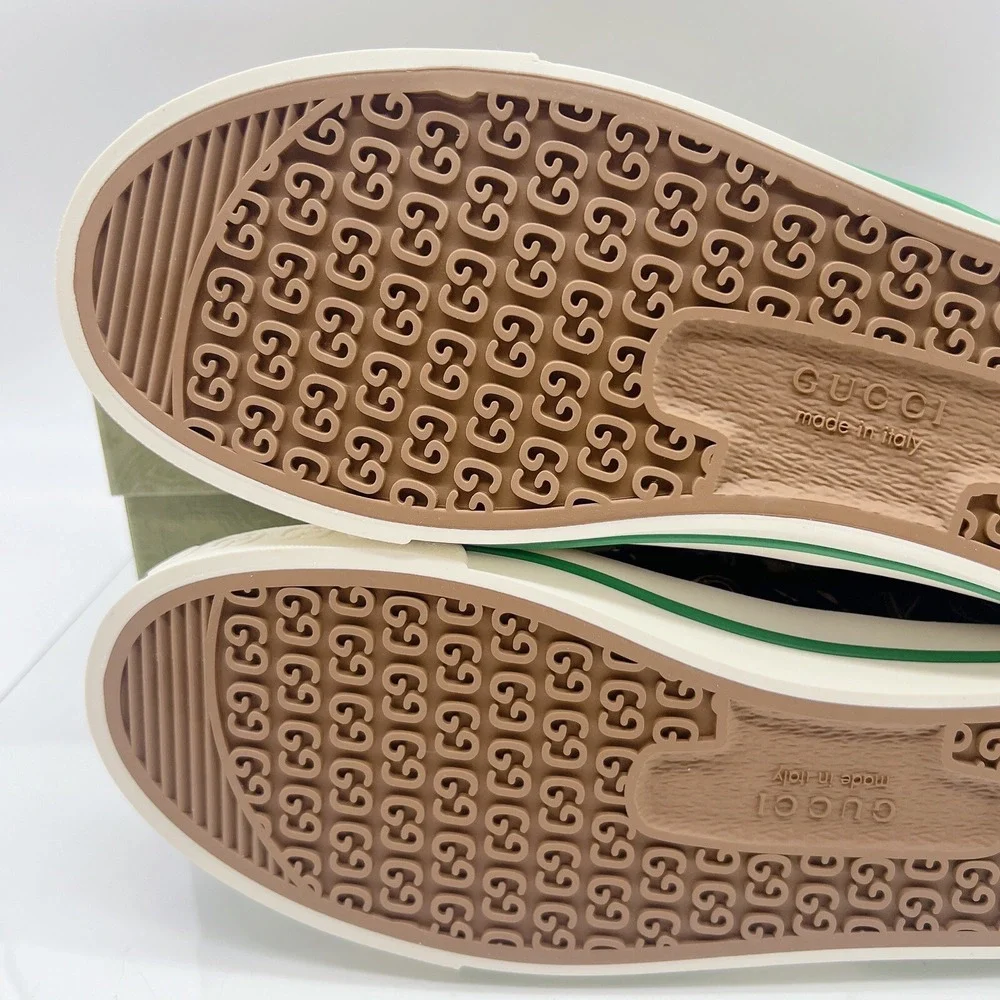 GUCCI Tennis 1977 Sneaker Ken Scott Print Mens Loafer Black White UK 8.5 US 9